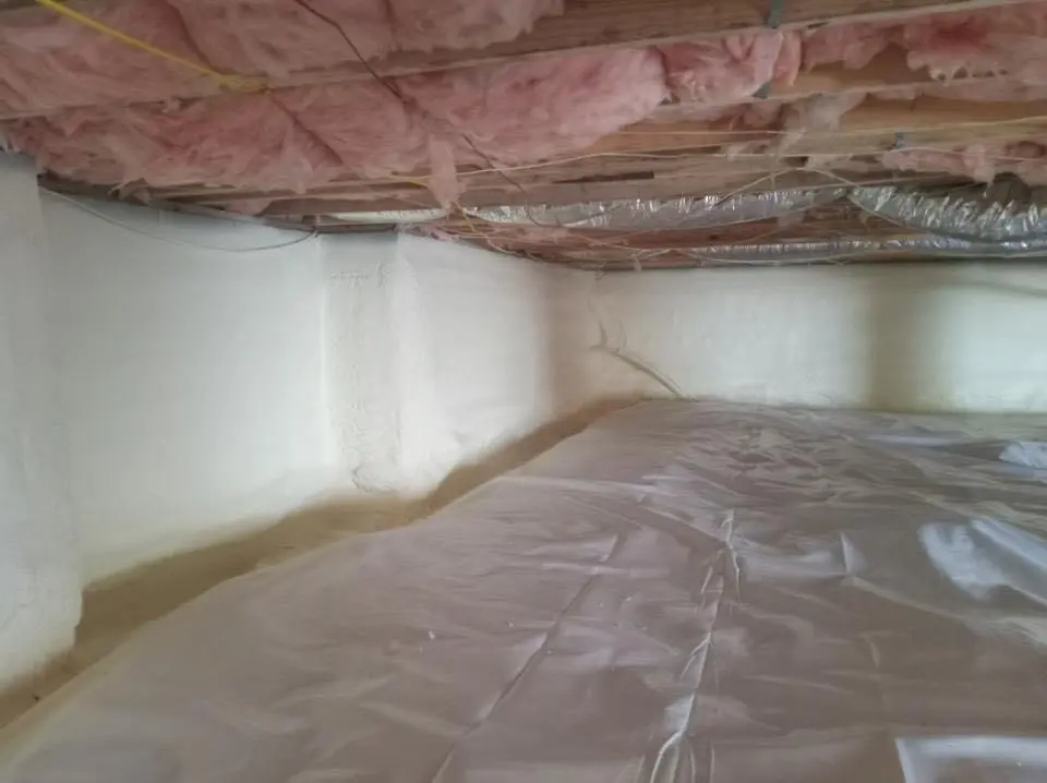 Crawl space encapsulation with closed-cell spray foam for Roof Waterproofing in New Freedom